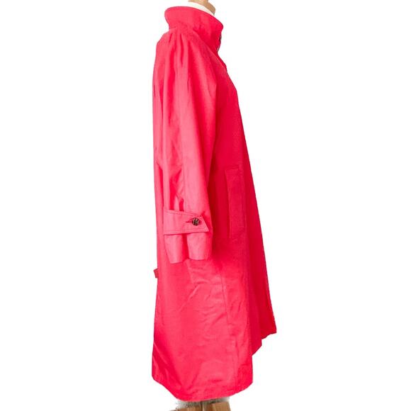 Vintage London Fog HOT pink floral lining padded shoulder raincoat size LP XLP - Picture 8 of 10